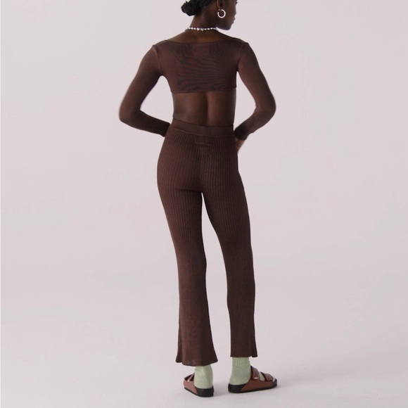 NWT Calle Del Mar Ribbed Pant in Chocolate - Picture 4 of 15